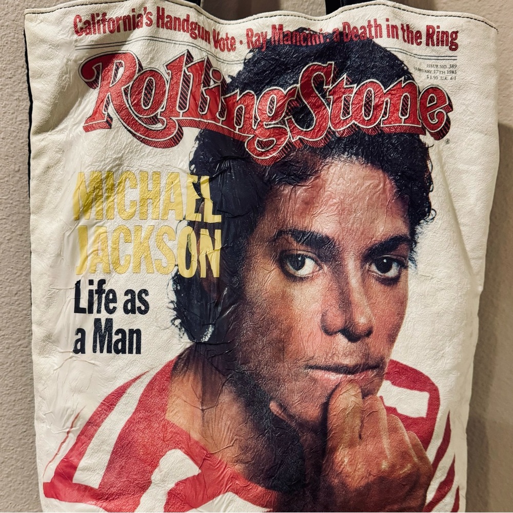 Rolling Stone 1t983 Michael Jackson Shoulder Tote Bag 14”W x l6”H laying flat
